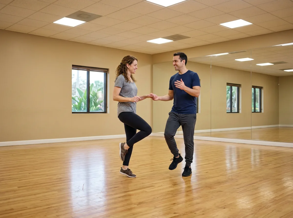 Instructor demonstrating samba technique to a student in Solana Beach