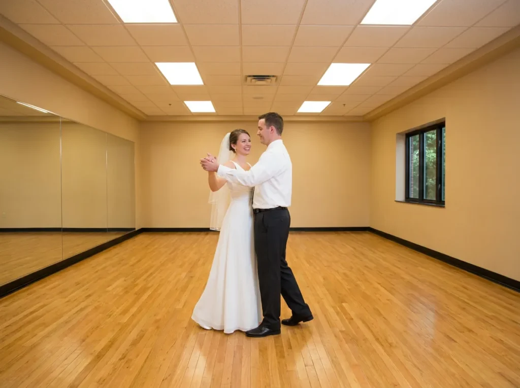 Wedding dance lessons solana beach couple practicing their first dance