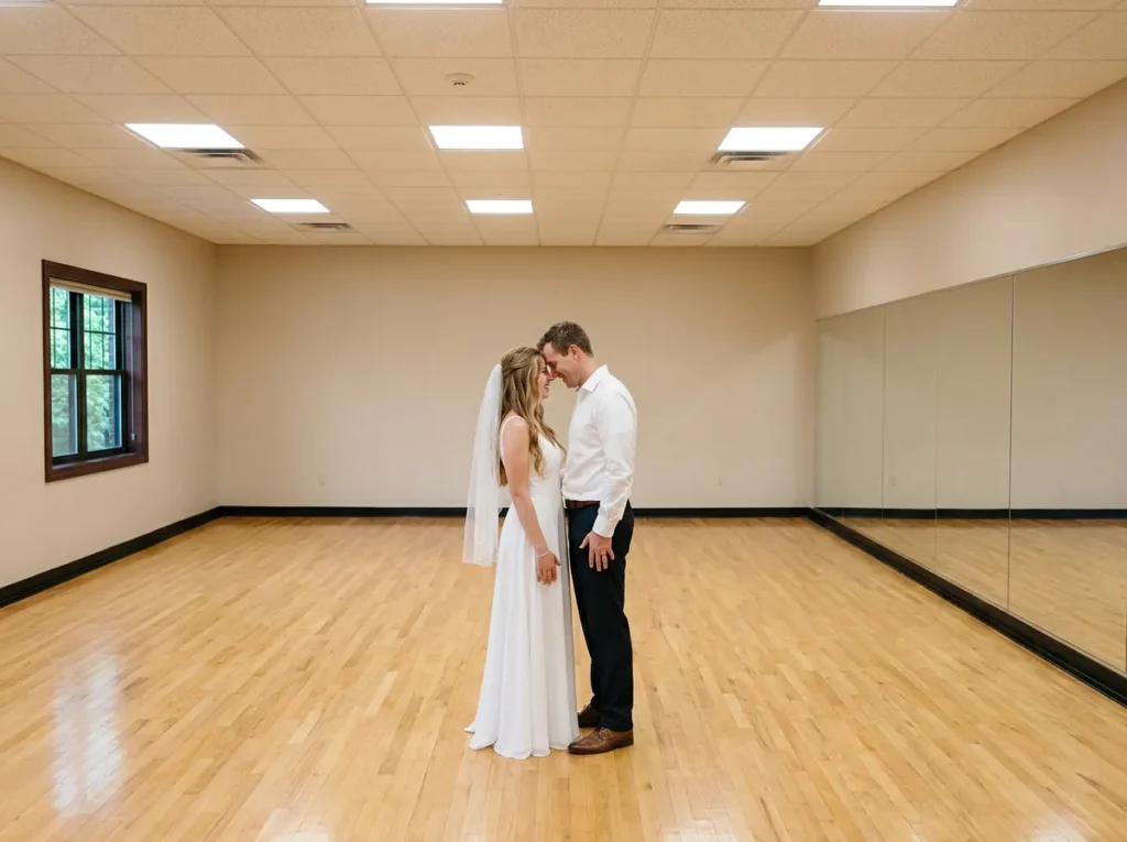 First dance lessons Solana Beach Couple dancing a simple and beautiful first dance at Fred Astaire Dance Studios