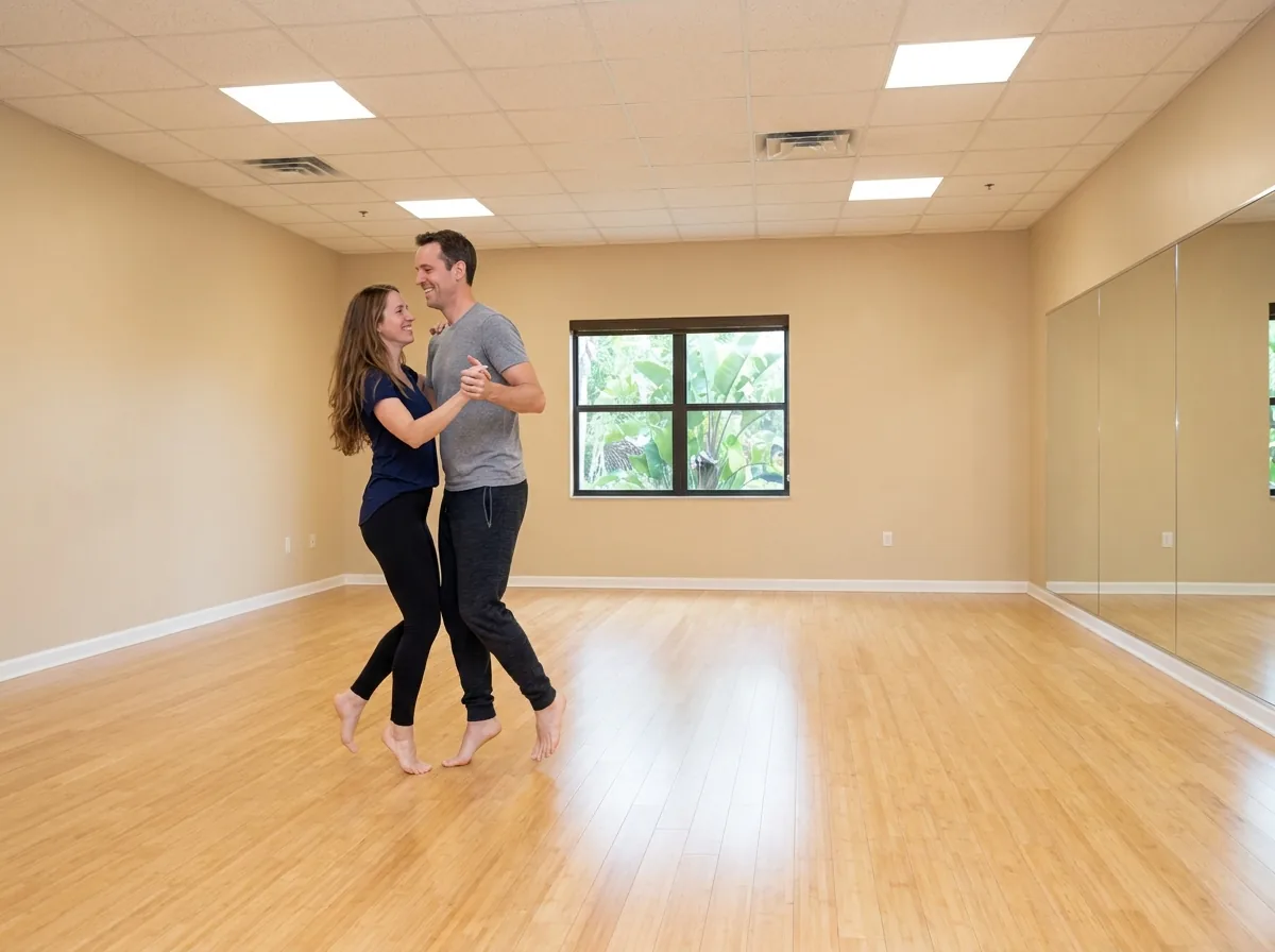Smooth ballroom dance lessons Solana Beach: students practicing in the studio