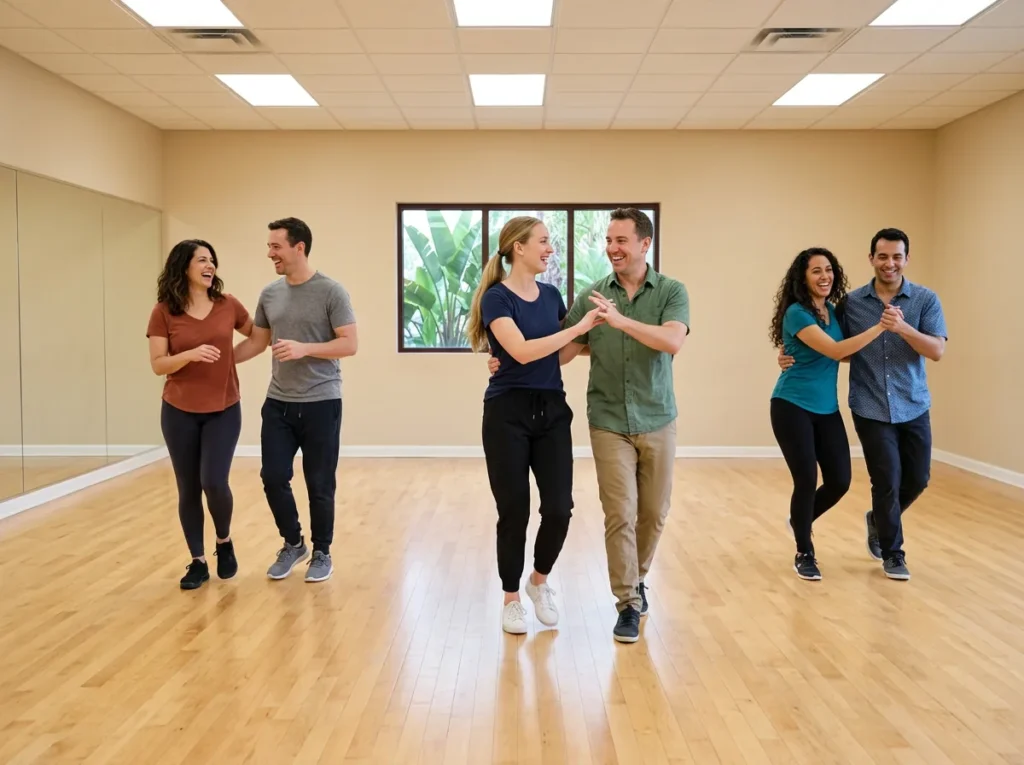 Dancer moving with confidence on the social dance floor at Fred Astaire Dance Studios Solana Beach