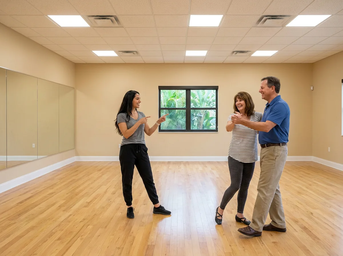 Adult student building confidence in a waltz lesson in Solana Beach