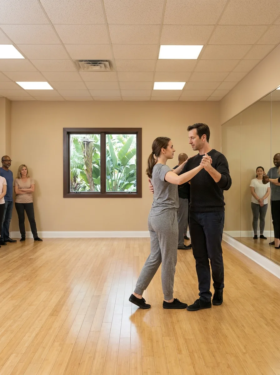 Tango lessons Solana Beach, instructor demonstrating tango technique