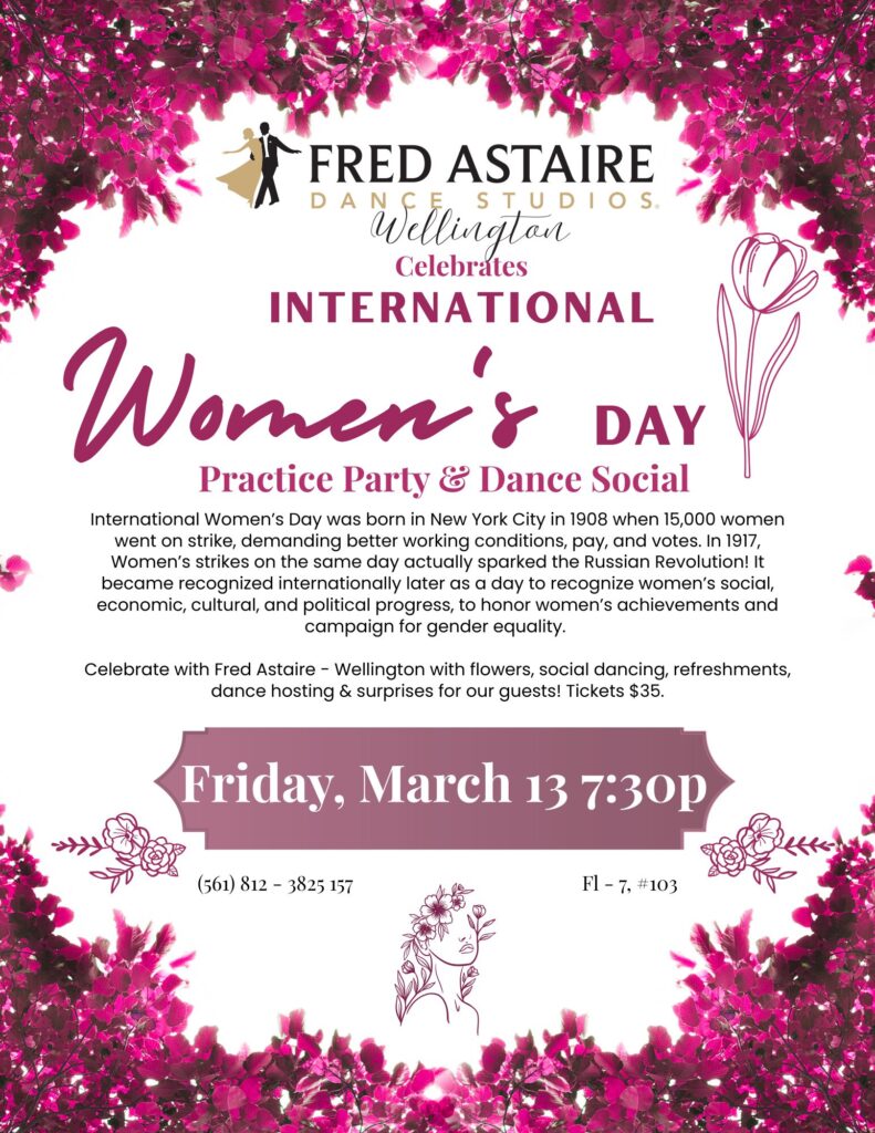 International Women's Day Ballroom Dance Lessons West Palm Beach Palm Beach County Royal Palm Beach Fort Worth Oakachobee Celebrate