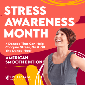 Woman Smiling because she is finding stress relief from ballroom dancing