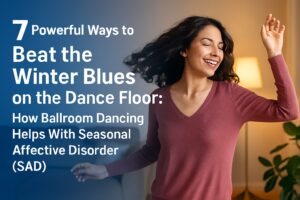 7 Powerful Ways to Beat the Winter Blues on the Dance Floor: How Ballroom Dancing Helps With Seasonal Affective Disorder (SAD) - winter blues Woman Dancing To Beat The Winter Blues
