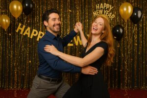 Couple enjoying New Year dance lessons at Fred Astaire Dance Studios as a fun ‘new year, new you’ resolution