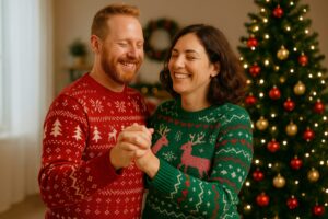 Step In. Kick Back. Read Up. Dance On! - April Fools Day Holiday Couple Proving Dancing Relieves Stress