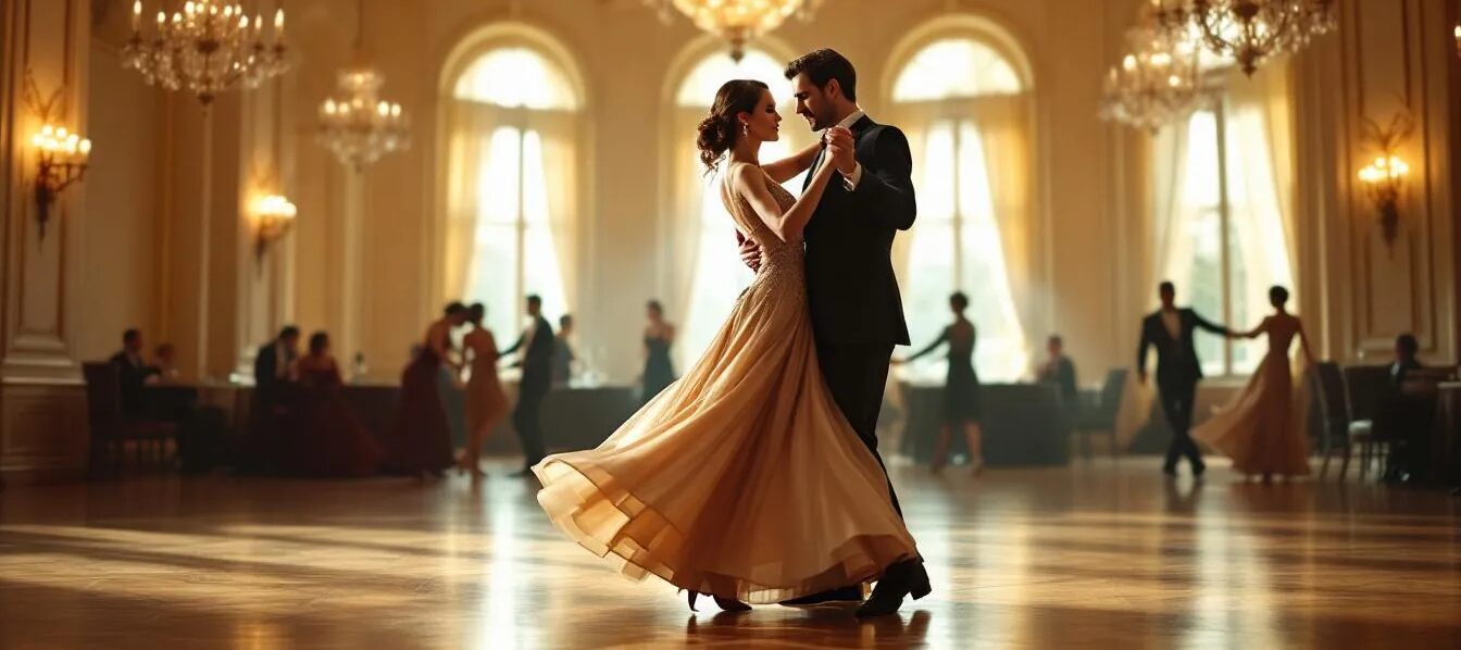 An Inviting Ballroom Dance Studio Features Couples Engaged In Dance Lessons, Practicing Various Styles Such As The Cha Cha, Tango, And Waltz On A Polished Dance Floor. The Atmosphere Is Lively And Fun, Perfect For Both Beginners And Experienced Dancers Looking To Enhance Their Skills Through Private Lessons Or Group Classes.