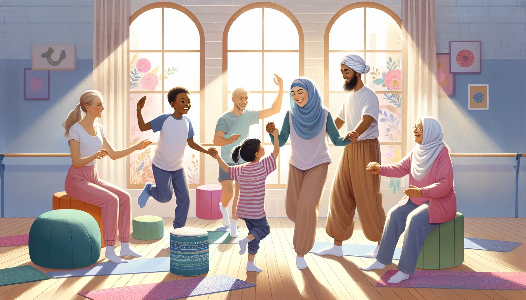 A dance therapy session showcasing rehabilitation through movement.
