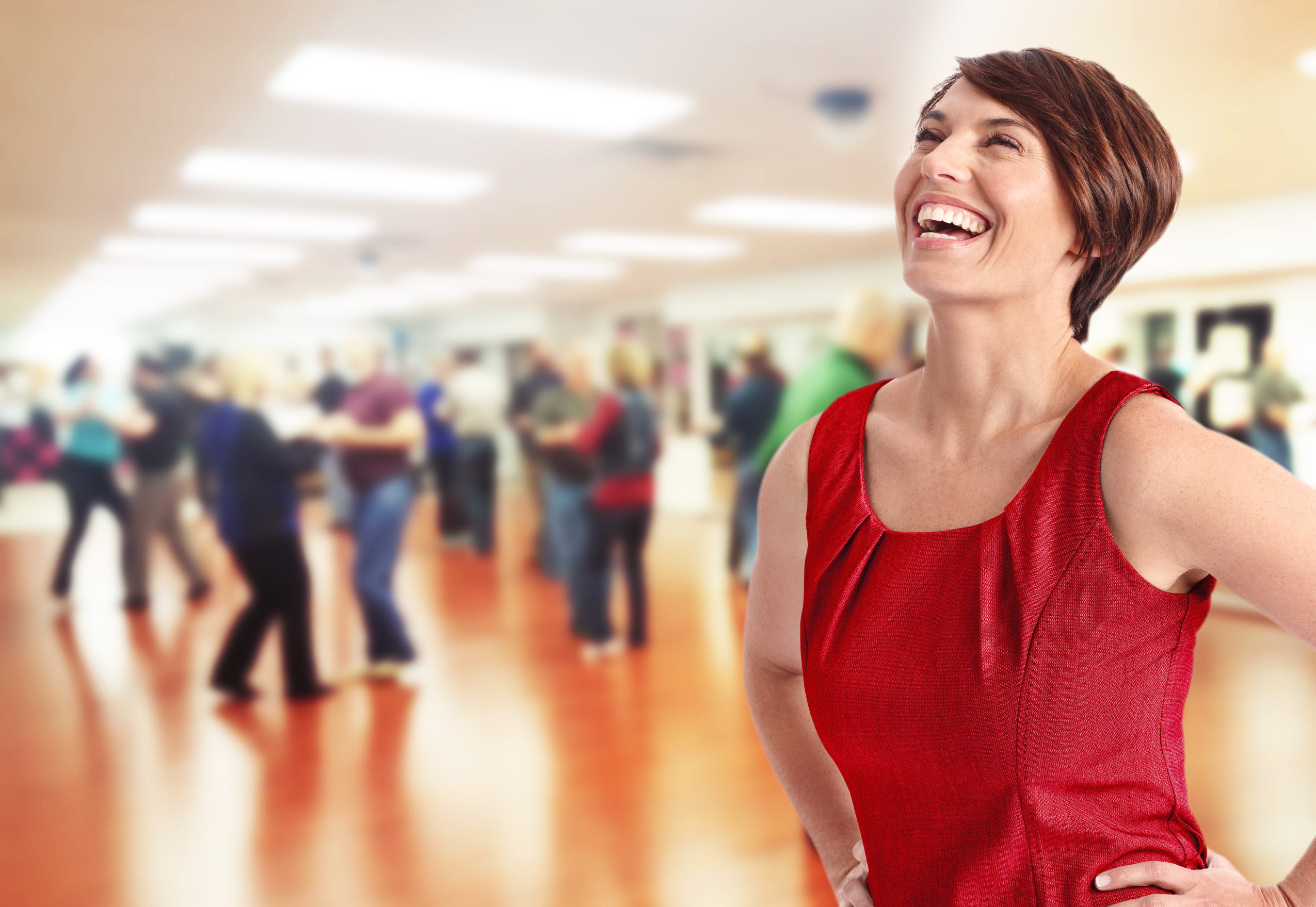 Laughing Woman In Studio - Start Dance Lessons