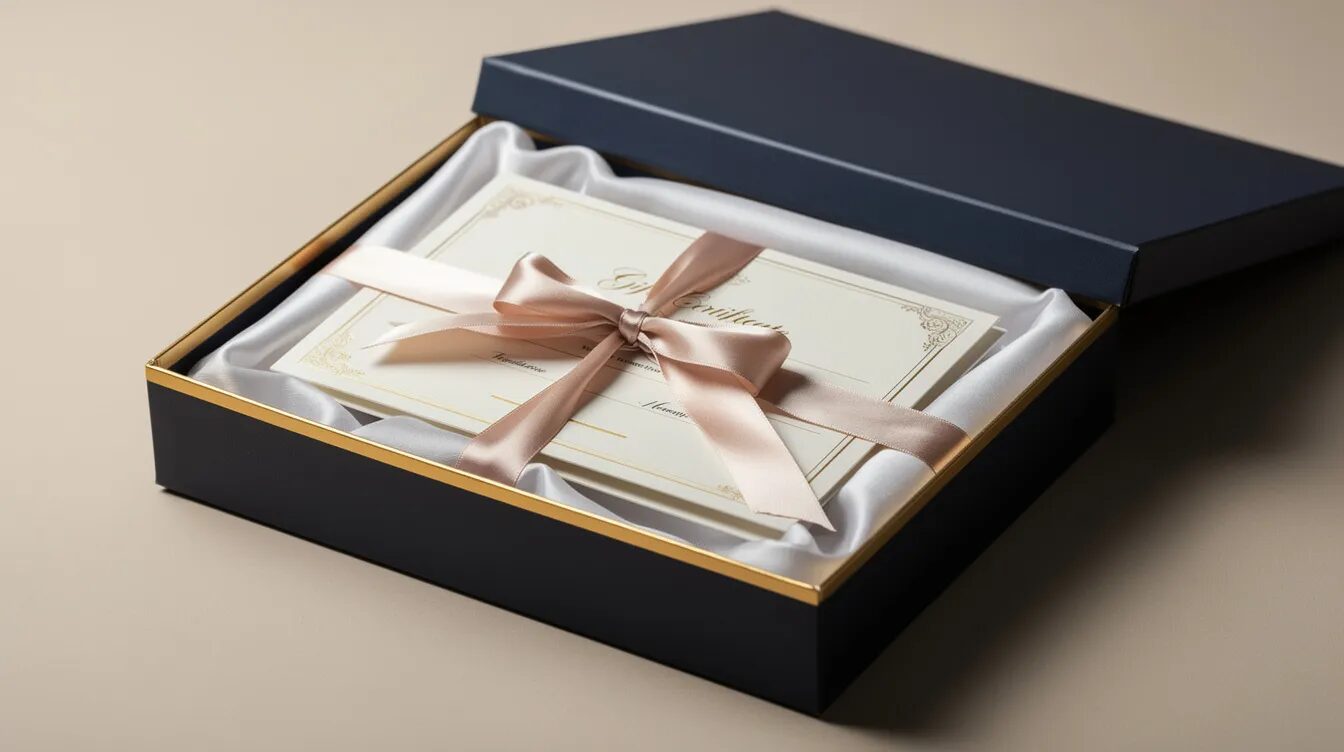 An Elegant Gift Certificate Is Beautifully Presented In A Fancy Box, Tied With A Ribbon, Making It A Perfect Gift Idea For Special Occasions Like Father'S Day Or Birthdays. This Thoughtful Presentation Adds A Touch Of Excitement And Anticipation For The Recipient.