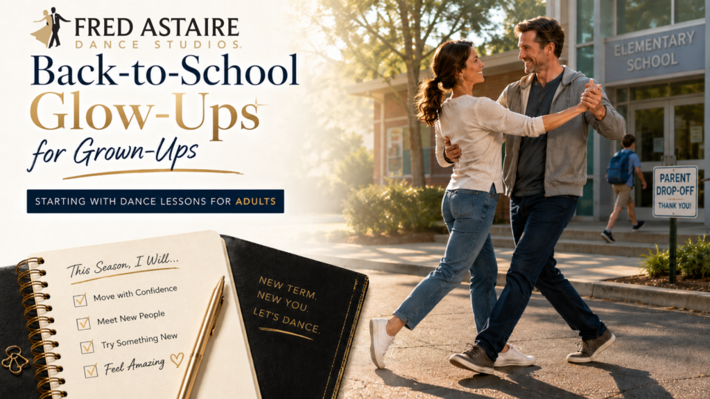Couple Taking Ballroom Dance Lessons For Adults During Back-To-School Season At Fred Astaire Dance Studios