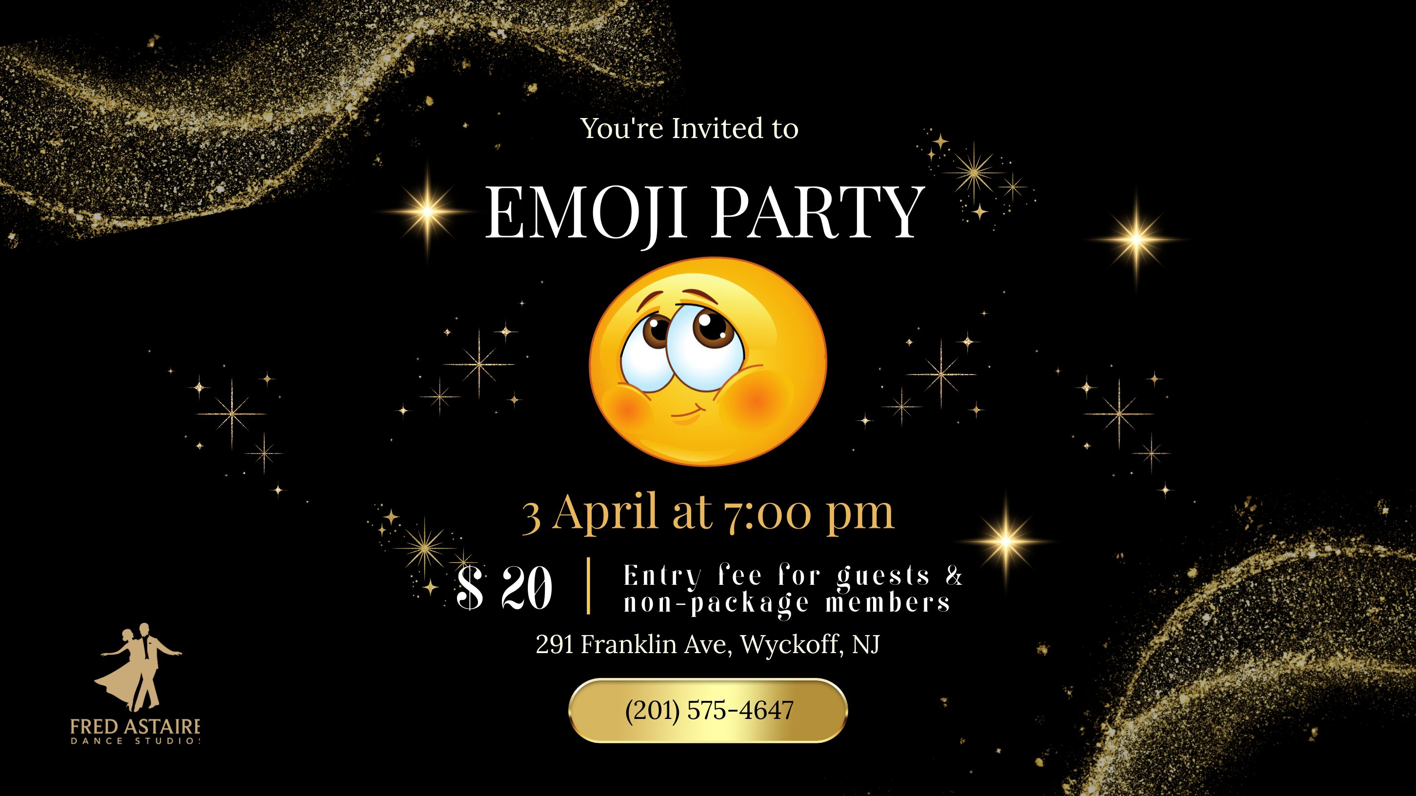 Black and Gold Elegant Sparkling 50th Birthday Party Virtual Invitation (Website)